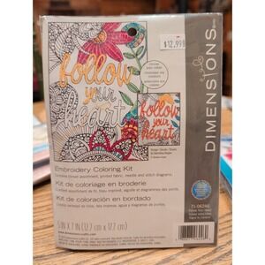 New 2016 Embroidery Coloring Kit Dimensions 5 X 7"